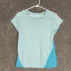 Ibex Weightless Shirt Womens Medium Blue Colorblock Merino Wool Lightweight Top